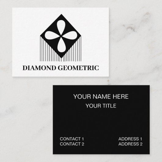 Diamond Geometric Pattern Schwarz-Weiß Visitenkarte (Vorne/Hinten)
