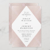 Diamond Geometric Pink Deko Gold Gatsby Wedding Einladung (Vorne/Hinten)