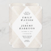 Diamond Geometric White Deko Gatsby Wedding Einladung (Vorne/Hinten)