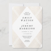 Diamond Geometric White Deko Gatsby Wedding Einladung (Vorderseite)