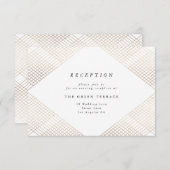 Diamond Geometric White Gold Gatsby Empfang Card Begleitkarte (Vorne/Hinten)