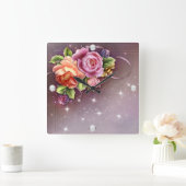 Diamond Girl #2 Square Wall Clock Quadratische Wanduhr (Zuhause)