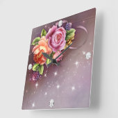 Diamond Girl #2 Square Wall Clock Quadratische Wanduhr (Winkel)