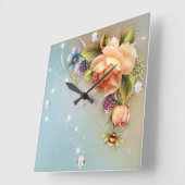 Diamond Girl #4 Square Wall Clock Quadratische Wanduhr (Winkel)