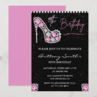 Diamond Glam Black Pink Glitzer Shoe 99. Geburtsta