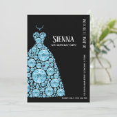 Diamond Glam Gown Dress Einladung (Stehend Vorderseite)