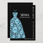 Diamond Glam Gown Dress Einladung (Vorne/Hinten)