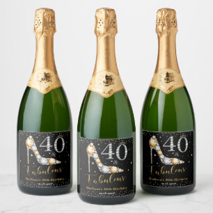 Diamond Glitzer 40 und fabelhaft 40. Geburtstag Schaumweinetikett