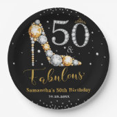 Diamond Glitzer 50 und fabelhaft 50. Geburtstag Pappteller (Vorderseite)