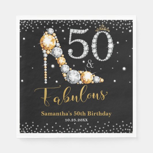 Diamond Glitzer 50 und fabelhaft 50. Geburtstag Serviette (Vorderseite)