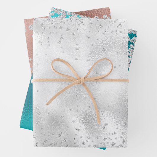 Diamond Glitzer Bling Foil sieht metallisch aus Geschenkpapier Set (Beispiel)