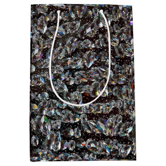 Diamond Glitzer Sparkle Elegant Mittlere Geschenktüte (Vorderseite)
