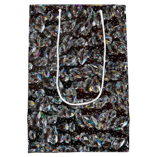 Diamond Glitzer Sparkle Elegant Mittlere Geschenktüte (Rückseite)