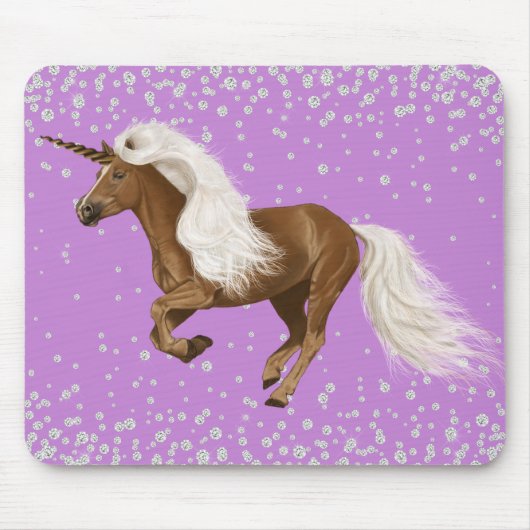 Diamond Glitzer Sparkle Unicorn Lila Palomino Mousepad (Vorne)