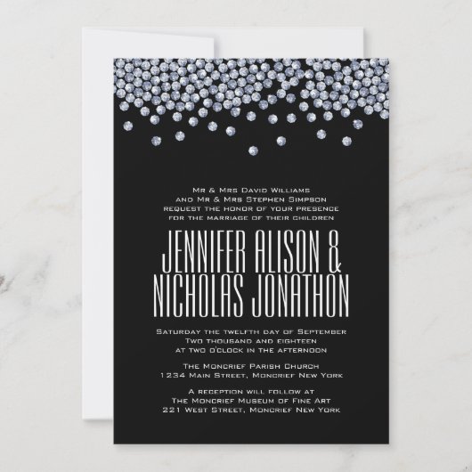 Diamond Glitzer Typografy Wedding Einladung (Vorderseite)