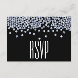 Diamond Glitzer Typografy Wedding RSVP Karte