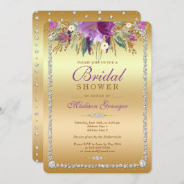 Diamond Glitzer Watercolor Blume Brautparty Einladung