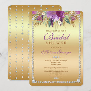 Diamond Glitzer Watercolor Blume Brautparty Einladung