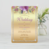 Diamond Glitzer Watercolor Blume Hochzeit Einladung (Stehend Vorderseite)