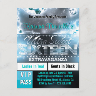 Diamond Glow 16 . Geburtstag VIP Pass Einladung [A