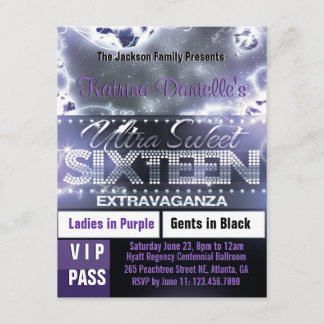 Diamond Glow 16 . Geburtstag VIP Pass Einladung Li
