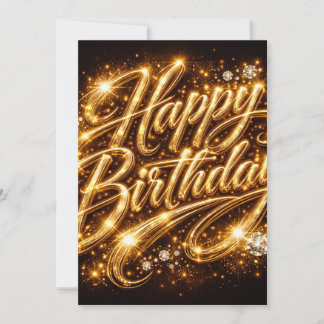 Diamond Glow Geburtstag — 3D Golden Einladung