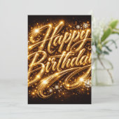 Diamond Glow Geburtstag — 3D Golden Einladung (Stehend Vorderseite)
