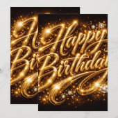 Diamond Glow Geburtstag — 3D Golden Einladung (Vorne/Hinten)