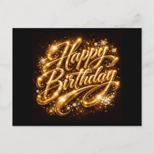 Diamond Glow Geburtstag — 3D Golden  Postkarte