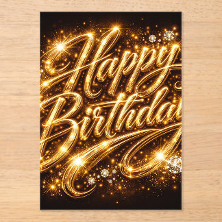 Diamond Glow Geburtstag — 3D GoldenFolded Einladun Acryleinladungen