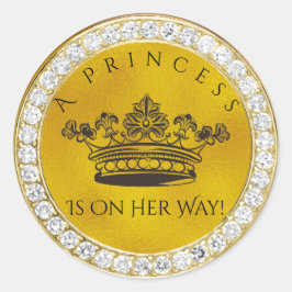 Diamond Gold Crown Princess Baby Dusche Gefallen Runder Aufkleber