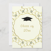 Diamond Gold Eleganter Abschluss Einladungskarte (Rückseite)