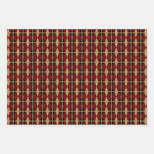 Diamond & Gold Grid Trio II Geschenkpapier Set (Vorderseite 3)