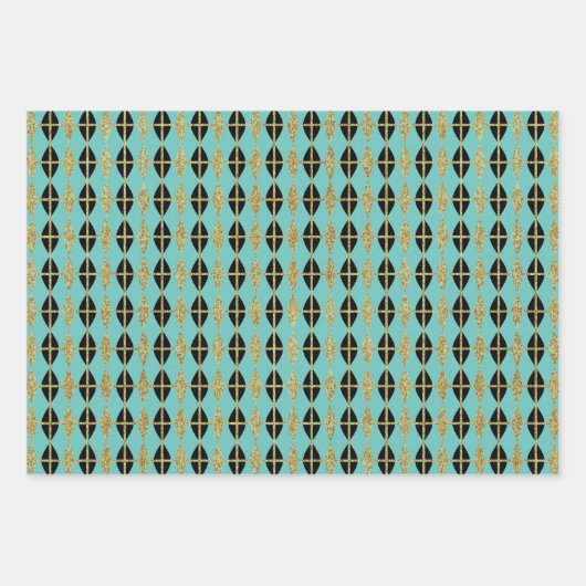 Diamond & Gold Grid Trio III Geschenkpapier Set (Vorderseite 2)