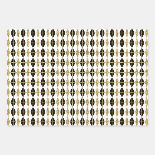 Diamond & Gold Grid Trio III Geschenkpapier Set (Vorderseite)