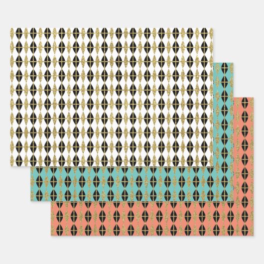 Diamond & Gold Grid Trio III Geschenkpapier Set (Set)