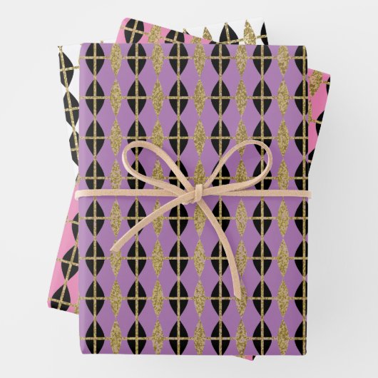 Diamond & Gold Grid Trio V Geschenkpapier Set (Beispiel)