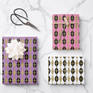 Diamond & Gold Grid Trio V Geschenkpapier Set
