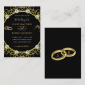 Diamond Gold Luxury Black Wedding Einladung (Vorne/Hinten)