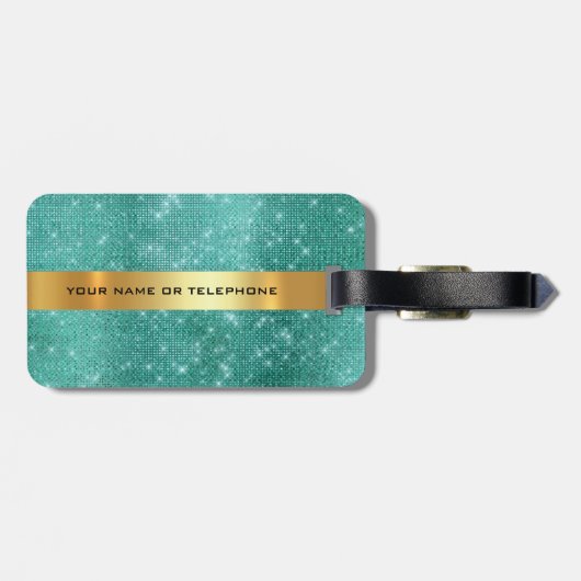 Diamond Gold Sequel Aquamariner Tropenminimalismus Gepäckanhänger (Rückseite horizontal)