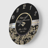Diamond Gold Swirls 50th Wedding Anniversary Große Wanduhr (Winkel)