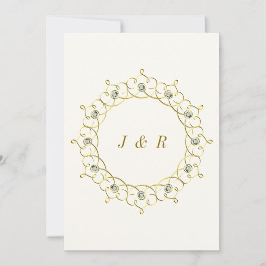 Diamond Gold Wedding Einladung Luxus Design (Rückseite)