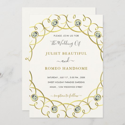 Diamond Gold Wedding Einladung Luxus Design (Vorne/Hinten)