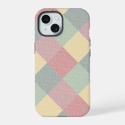 Diamond Grid Pattern Moderne Weihnachtsferien iPhone 15 Hülle (Rückseite)