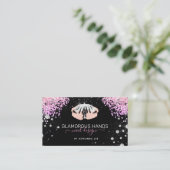 Diamond Hands Pink Glitzer Black Nails Nail Tech B Visitenkarte (Stehend Vorderseite)