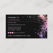 Diamond Hands Pink Glitzer Black Nails Nail Tech B Visitenkarte (Rückseite)