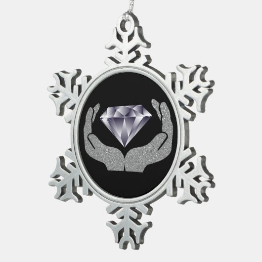 Diamond Hands Snowflake Tischtennis Weihnachtsschm Schneeflocken Zinn-Ornament (Rechts)