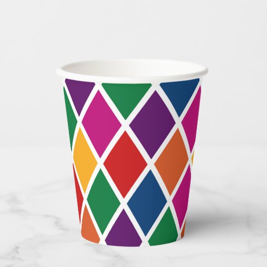 Diamond Harlequin Muster Paper Cup Pappbecher (Vorderseite)