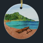 Diamond Head Hawaii Oahu Outrigger Beach Ornament<br><div class="desc">Diese schöne Szene von Diamond Head wurde von Susan Lewis aus Kukana Quilts mit verschiedenen Batik-Stoffen erstellt.</div>