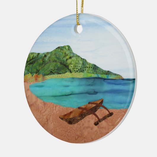 Diamond Head Hawaii Oahu Outrigger Beach Ornament (Links)